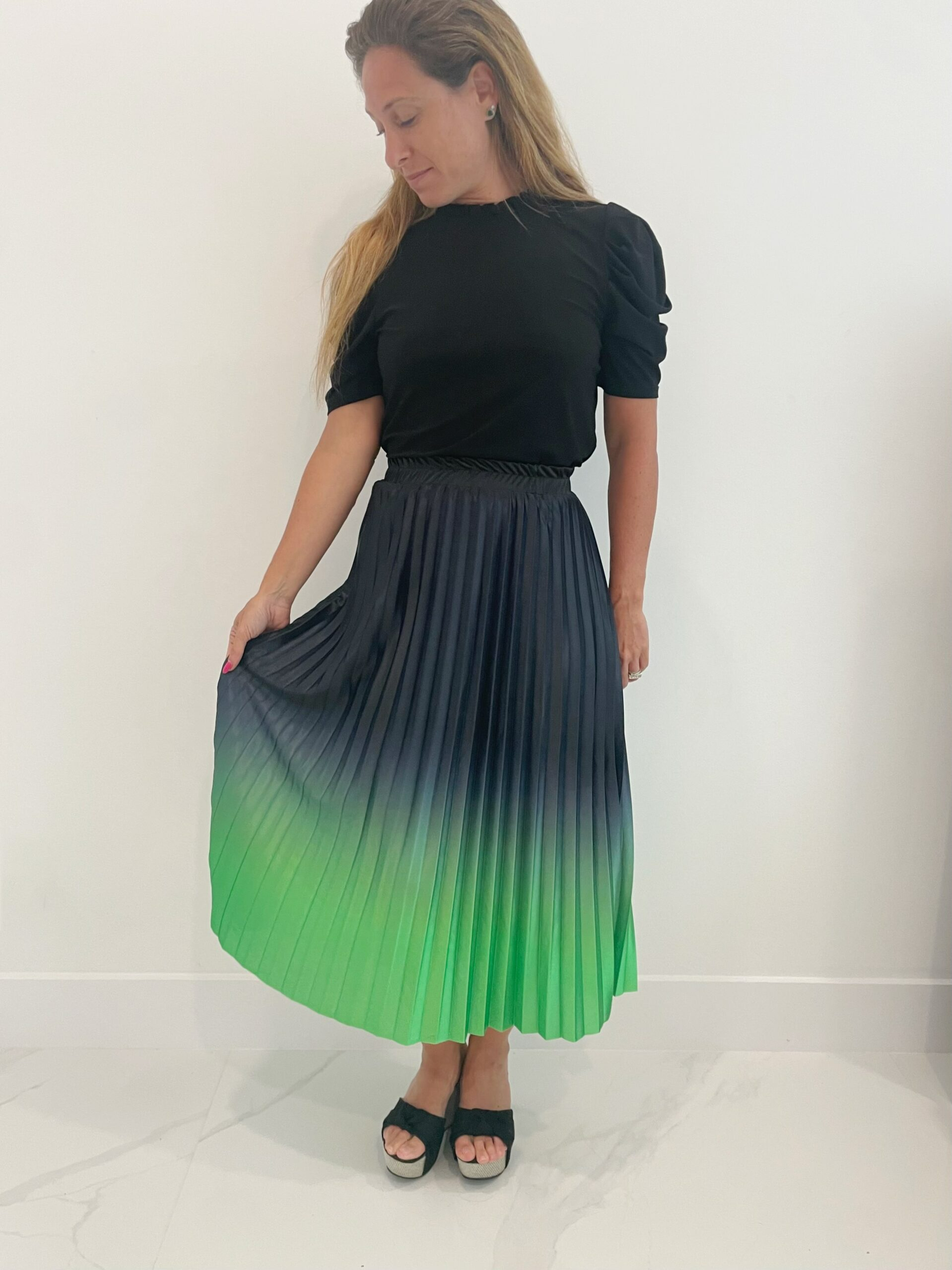 Green ombre pleated on sale skirt